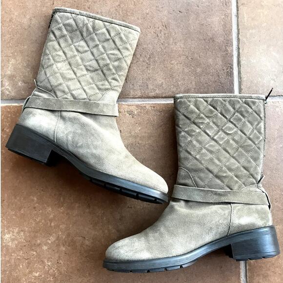 Aquatalia Quilted Suede Moto Style "Weather Proof" Boots size 9.5 - Picture 4 of 14